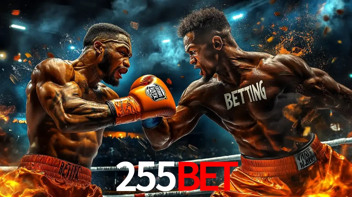 Dois boxeadores em uma luta intensa e explosiva, representando a adrenalina e as oportunidades de apostas em esportes de combate disponíveis na plataforma 255bet.