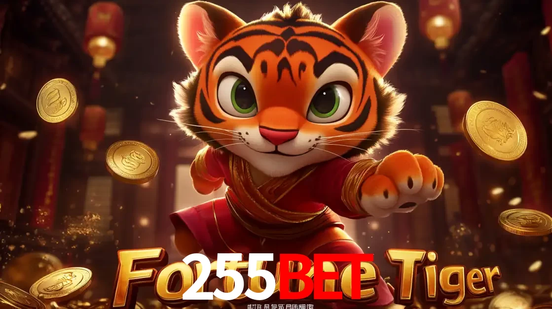 O carismático mascote do jogo de slot Fortune Tiger, um tigre fofo em pose de artes marciais, pronto para trazer sorte e multiplicadores de ganhos no cassino online 255bet.