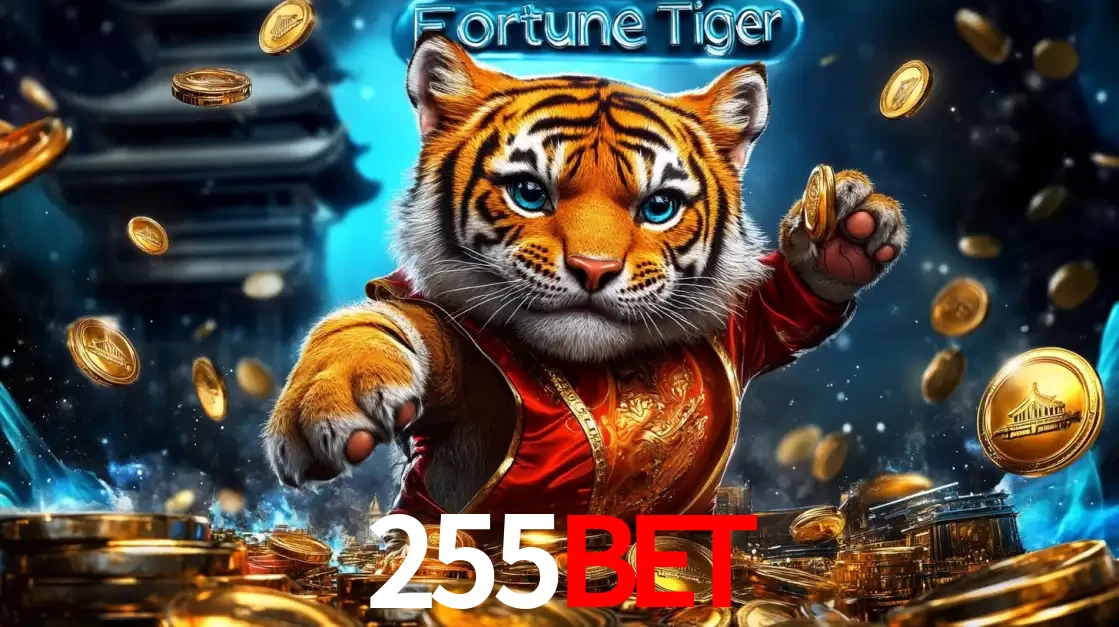 Imagem promocional do jogo de slot Fortune Tiger, com um tigre majestoso em traje tradicional cercado por uma fortuna em moedas de ouro, disponível agora no cassino 255bet.